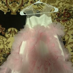 Elegant Pink and White Kids Formal Dress
